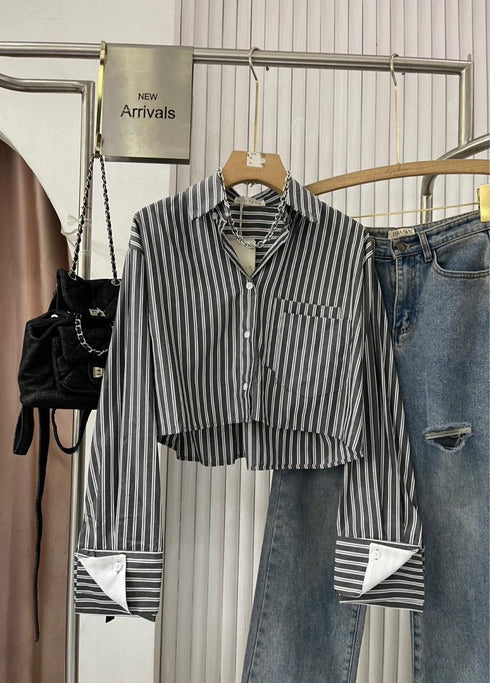 Casual Stripes Crop Shirts